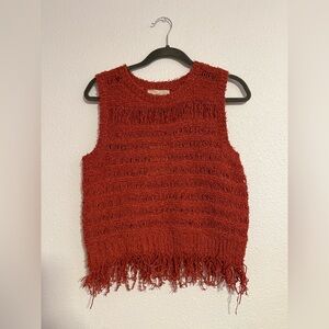 Moon River - Anthropologie Burnt Orange Fringe Top
